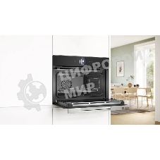 Компактный духовой шкаф-пароварка, черный, 14 режимов + комбинированные режимы, функция приготовление на пару 100%, 4-слойное остекление, 3 цветных текстовых TFT-дисплея 2,5