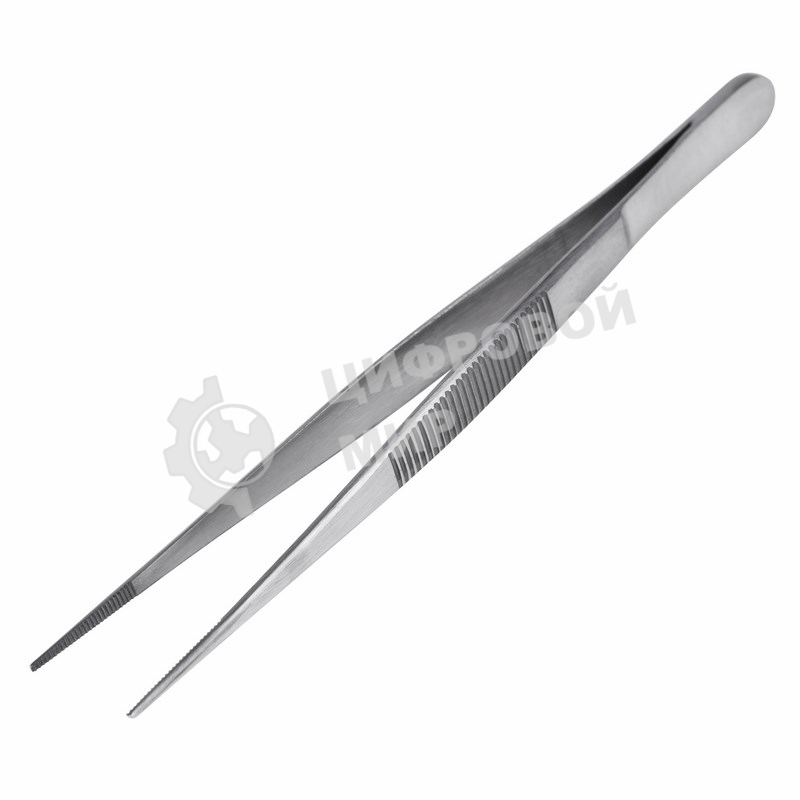 Пинцет прямой Rexant узкий, рифленый 145 мм ПРОФИ