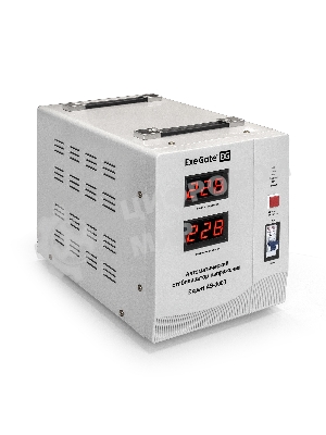 Стабилизатор напряжения ExeGate Expert AS-3000 (3000ВА, вход 140...260В, двойная цифр. индикация вход/вых. напряжения, выход 220В±8%, КПД 98%, 5 уровней защиты, метал. корпус, клем.колодка, RTL)