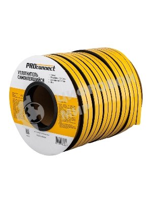 Уплотнитель самоклеящийся, черный, D-профиль 14х12мм, для зазоров 8-11мм, бухта 40м PROconnect