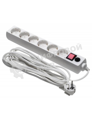 Сетевой фильтр Buro 600SH-16-5-W 5 м, 6 розеток, белый, коробка