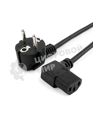 Кабель питания Gembird 1.8м, VDE(0.75мм), черный, угловой разъем, с зазем., пакет