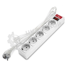 Удлинитель с сетевым фильтром 5х3 м 10А ПВС 3х0.75 белый, Союз 1325