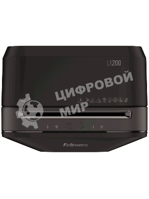 Шредер Fellowes PowerShred LX200 черный (секр.P-4)/перекрестный/12лист./22лтр./скрепки/скобы/пл.карты