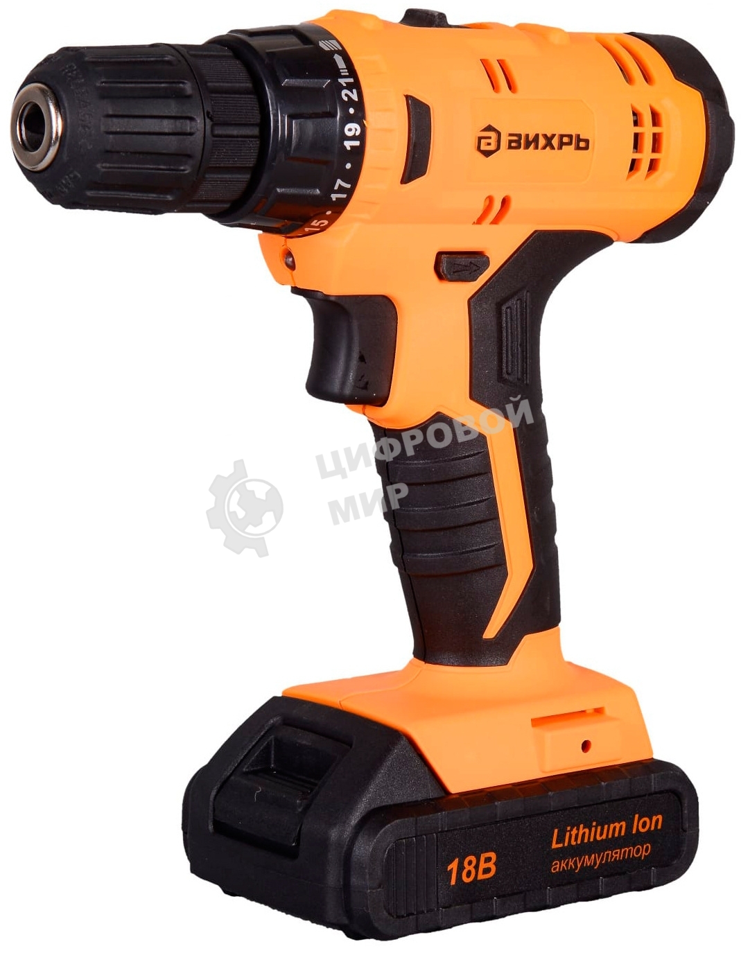 Дрель-шуруповерт Вихрь ДА-18Л-2КА, 18 В, 1,5 Ач, 35 Нм, щеточный
