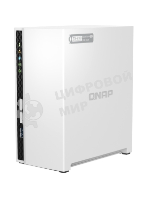Сетевое хранилище SMB QNAP TS-233 NAS 2 HDD trays. ARM 4-core Cortex-A55 2.0GHz, ram 2 Gb (max), 1x1GbE, 2xUSB 2.0 port,1xUSB 3.2 Gen 1