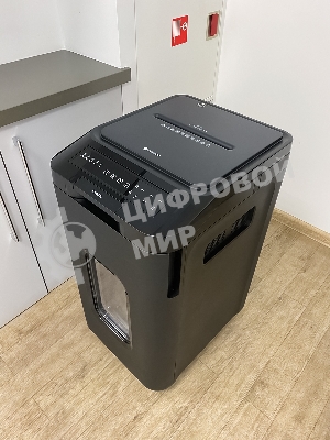 Шредер Heleos АП55-4 черный с автоподачей (секр.P-4) фрагменты 400лист. 55лтр. скрепки скобы пл.карты