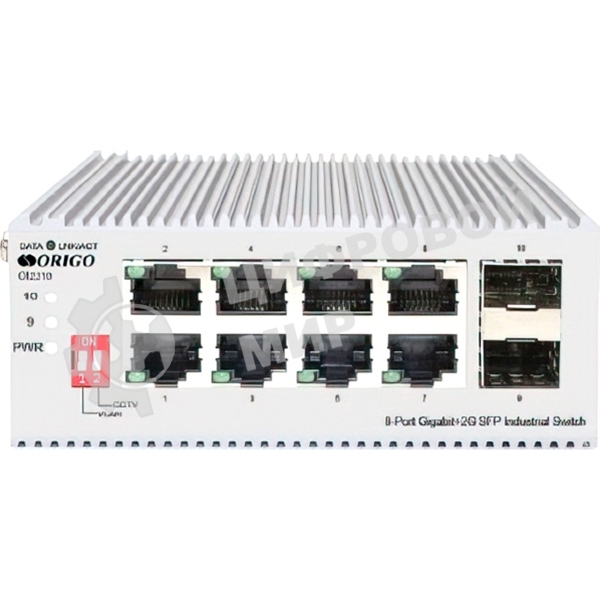 Коммутатор ORIGO Unmanaged Industrial Switch 8x1000Base-T, 2x1000Base-X SFP, Surge 4KV, -40 to 75°C