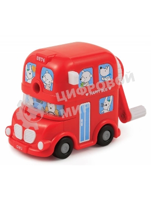 Точилка для карандашей механическая Deli BUS E0674, 1 отверстие, пластик, ассорти, коробка