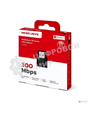 Сверхкомпактный USB-адаптер Mercusys MA12N с поддержкой Wi-Fi N300