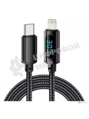 Кабель Rexant Type-C – Lightning для Apple, 3А, 1м, в черной нейлоновой оплетке, с LED-дисплеем