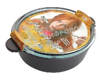 Жаровня МАРУСЯ 3326ж со стекл. крышкой д.26см а/п литая 3л. 26см. со стекл. крышкой. Серия СТАНДАРТ литая алюминиевая посуда с антипригарным покрытием, толщина стенок 4,5 мм, толщина дна 6мм.