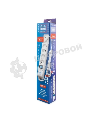 Фильтр-удлинитель PowerCube PRO (SPL(5+1)-16B-P-5М) 5.0 м, LC контур - подавление В/Ч помех, 16А/3,5 кВт