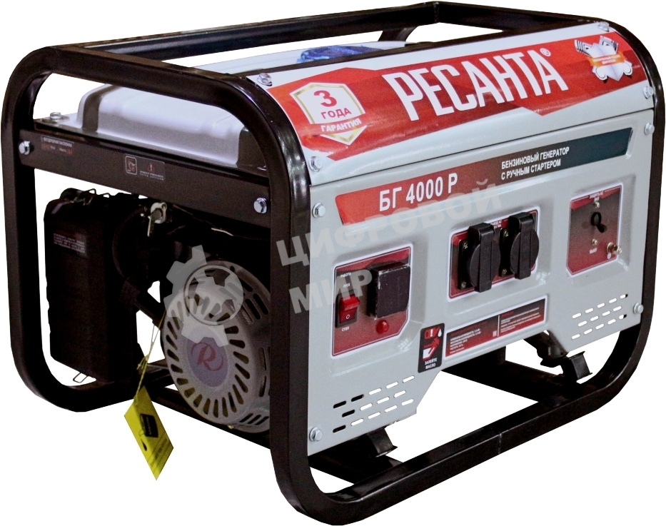 Электрогенератор бензиновый Ресанта БГ 4000 Р, 3 кВт, 66 дБ, 40.8 кг