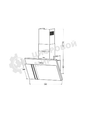Вытяжка наклонная Centek CT-1826-60 черный, 60 см, 600 куб. м/ч, 69 дБ