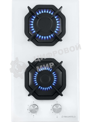 Газовая варочная панель Maunfeld EGHG.32.2CW/G, 2 конфорки, закаленное стекло, белый