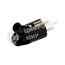 Вилка Евро Rexant угловая с з/к 16А с кольцом черная