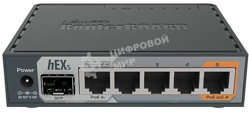 Маршрутизатор PoE MikroTikRB760iGS2 ядра (880 МГц), 5х 1G RJ45, SFP, USB, MicroSD, раздача PoE (HEX S)