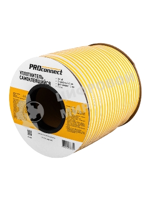 Уплотнитель самоклеящийся, белый, Е-профиль 9х4мм, для зазоров 1-3мм, бухта 150м PROconnect