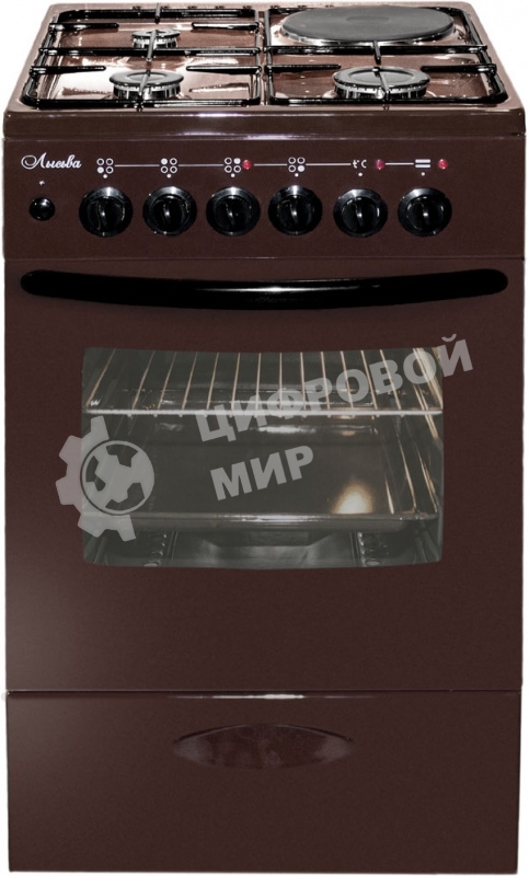 Плита Комбинированная Лысьва ЭГ 1/3г01 МС-2у коричневый (стеклянная крышка)