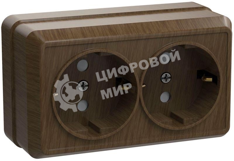 Розетка 2-м ОП Октава 16А РС22-3-ОД с заземл. дуб IEK ERO21-K04-16-DC