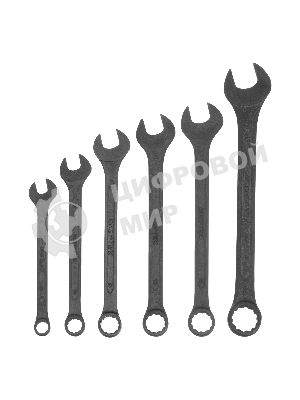 Набор ключей комбинированных Сибртех, 8 - 17 мм, 6 шт., CrV, фосфатированные, ГОСТ 16983