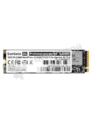 Накопитель SSD ExeGate NextPro+ KC4000TP512, 512Gb, M.2 2280, PCIe 4.0 x4, NVMe, R/W 5000/3600