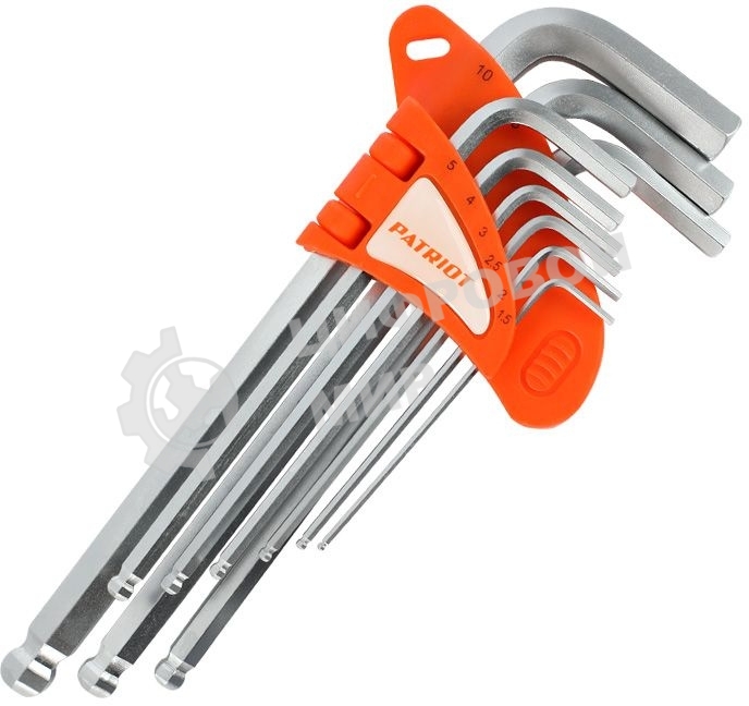 Набор ключей PATRIOT SKH-9L, шестигранные с шаром, длинные, 1,5-10мм, CRV, 9 шт