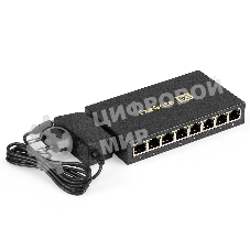 Коммутатор неуправляемый ExeGate EDGS-1008D (8-портовый гигабитный UTP 10/100/1000 Base-T, металлический корпус, с функцией энергосбережения (Green Ethernet Technology), настольный/настенный))