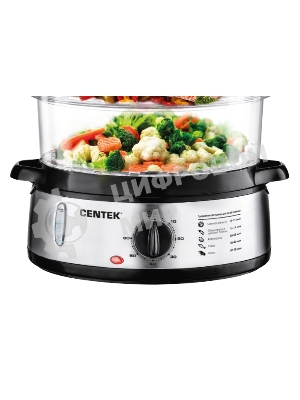 Пароварка электрическая Centek CT-1457 9л 800Вт, стальной корпус, таймер 60 мин, 3 контейнера