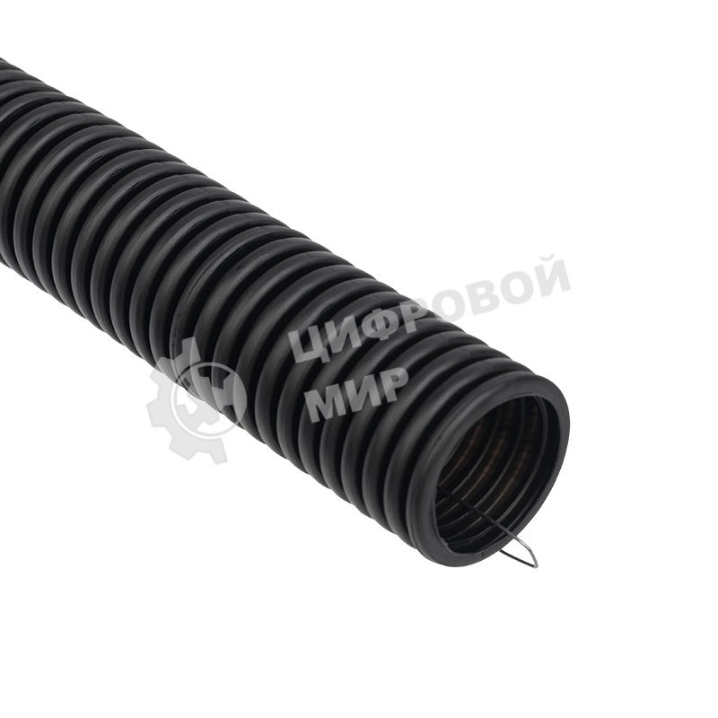 Труба гофрированная из ПНД Rexant с зондом, черная, Ø25 мм