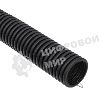Труба гофрированная из ПНД Rexant с зондом, черная, Ø25 мм