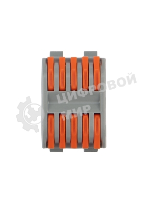 Клемма СМК Rexant 222-425D проходная 5-полюсная, с креплением на DIN-рейку (0,08-4 мм²), серый (4 шт./уп.)