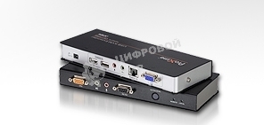 Переключатель ATEN CE770-(AT-G) Удлинитель, SVGA+KBD&MOUSE USB+AUDIO+RS232, 300 метр., 1xUTP Cat5e, SPHD15+HD-DB15+2xUSB A-тип+ 2xMINI JACK+DB9, Female, с KVM-шнуром USB 1.8м., Б.П. 220> 5.3V