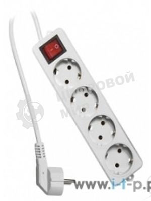 Сетевой фильтр Гарнизон ELB-G4-W-3, 4 евророзетки с выключателем и заземлением, допустимый ток 16А, длина 3 м.