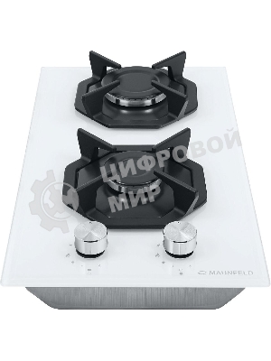 Газовая варочная панель Maunfeld EGHG.32.2CW/G, 2 конфорки, закаленное стекло, белый
