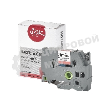 Кассета с лентой S'OK by Sakura Printing TZES441 для Brother, черный на красном, 18мм/8м, наклейка