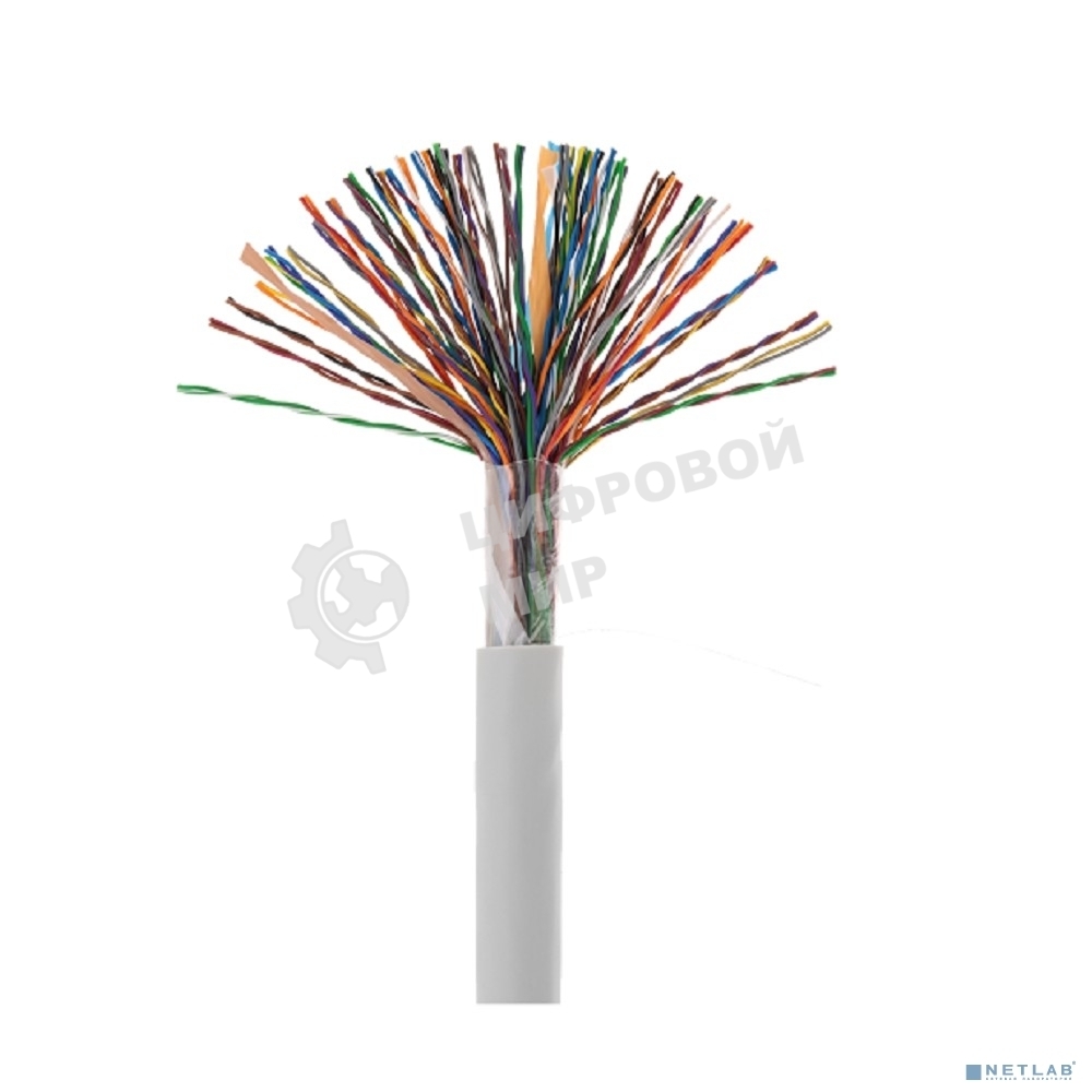 Кабель витая пара Rexant U/UTP, CAT 5е, PVC, 25PR, 24AWG, INDOOR, SOLID, серый, 305м