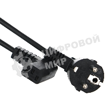 Кабель компьютер - розетка угловой 220V 3м (Европейский стандарт) Telecom TP021DA-3.0-BK