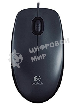 Мышь проводная Logitech M100/100R DARK/GREY (темно-серая/черная), 1000 dpi, USB, кнопки - 3