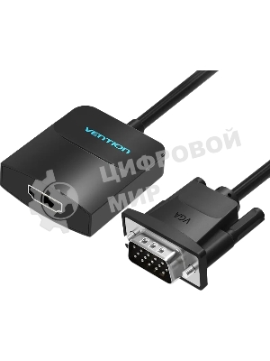 Мультимедиа конвертер Vention VGA + аудио > HDMI, гибкий, черный