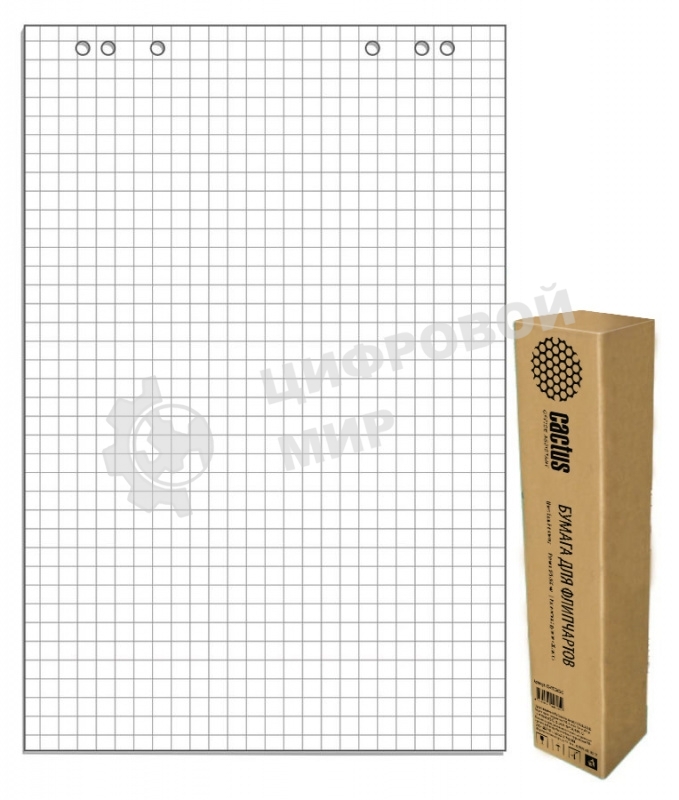 Блок бумаги для флипчартов Cactus CS-PFC20S-5 клетка 20 листов (упаковка: 5шт)