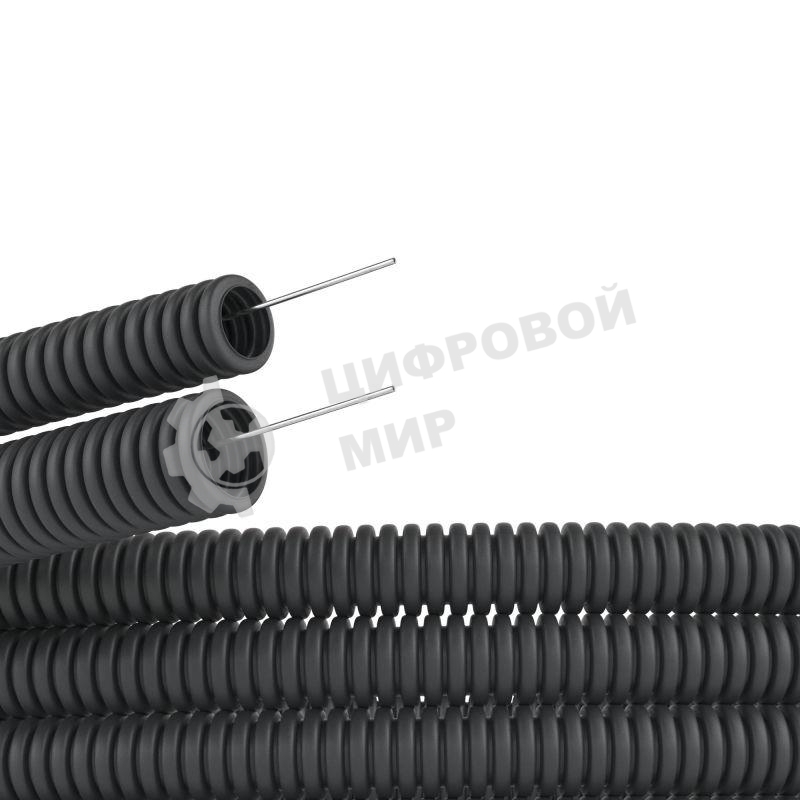 Труба гофрированная ПНД d50мм с протяж. черный (уп.15м) ДКС 71750