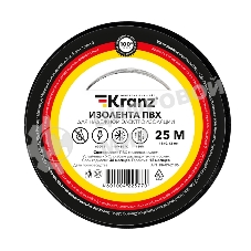 Изолента ПВХ Kranz 0.13х15 мм, 25 м, черная