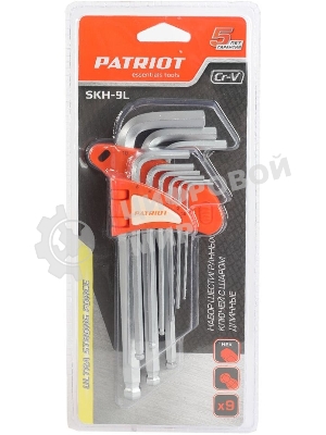 Набор ключей PATRIOT SKH-9L, шестигранные с шаром, длинные, 1,5-10мм, CRV, 9 шт