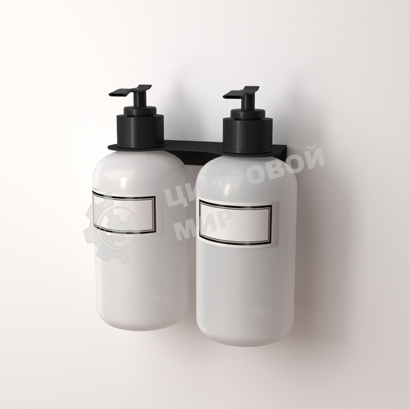 Держатель дозатора для жидкого мыла и шампуней Rexant на 2 флакона настенный, черный