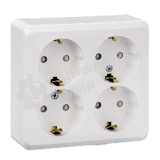 Розетка 4-м ОП Этюд 16А 250В защ. шторки с заземл. белый SchE PA16-208B