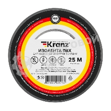 Изолента ПВХ Kranz 0.13х15 мм, 25 м, серая (5 шт./уп.)