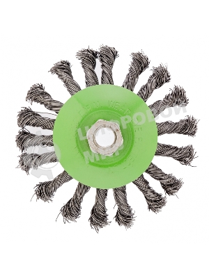 Щетка для УШМ Сибртех 115 мм, М14, Тарелка, крученая проволока 0,5 мм