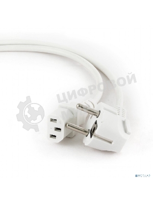 Кабель питания Gembird 1.8м, VDE(0.75мм), белый, с зазем., пакет